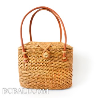 exotic hand woven rattan handbag ethnic design from bali